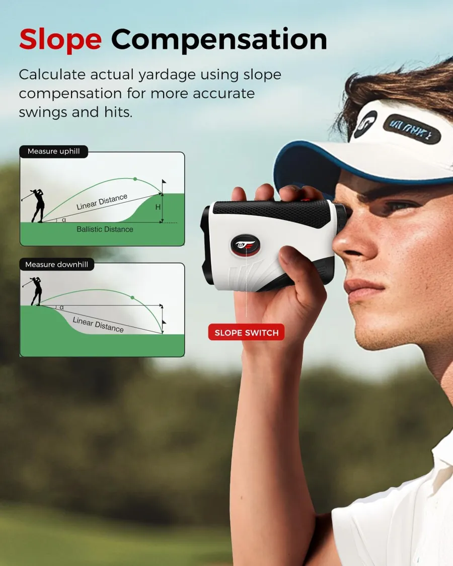 VyKure rangefinder slope compensation for uphill and downhill golf shots